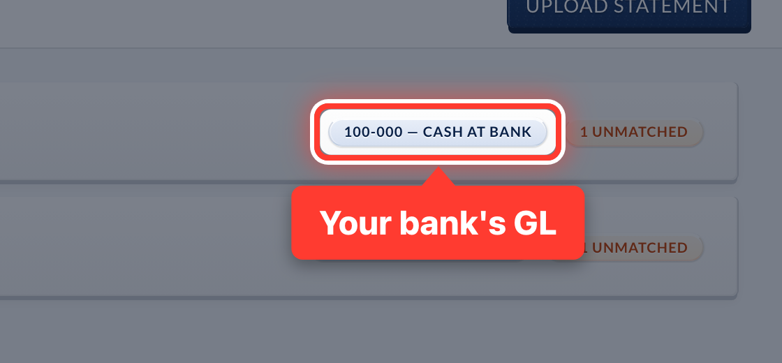 The bank's GL badge, Cash at Bank, circled