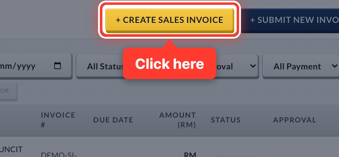 The + Create Sales Invoice button, circled