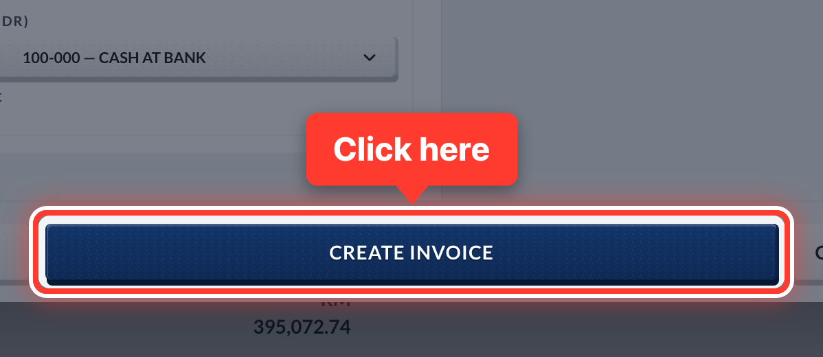 The Create Invoice button, circled