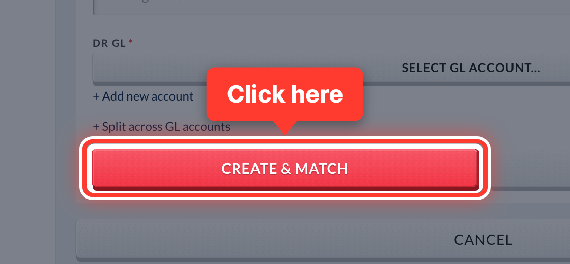 The Create & Match button, circled