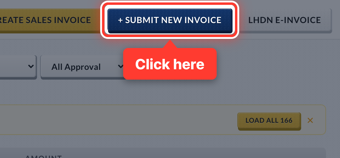The + Submit New Invoice button, circled