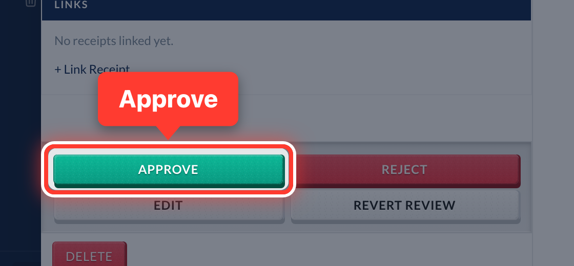The green Approve button on an invoice, circled