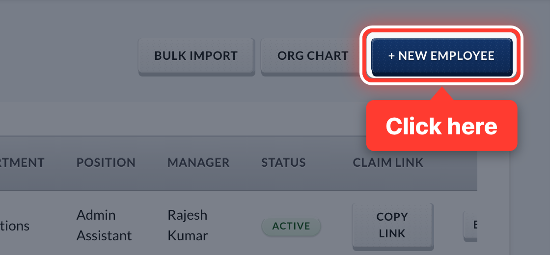 The + New Employee button, circled