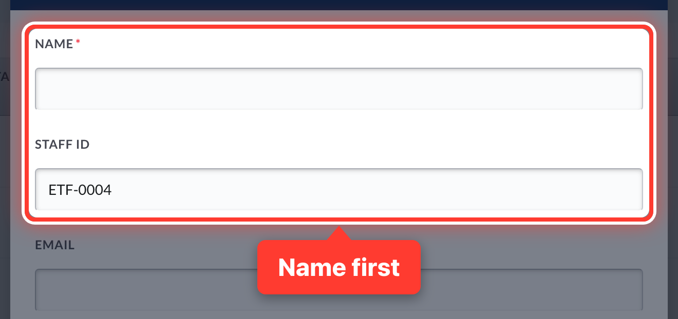 The name section of the New Employee form, circled