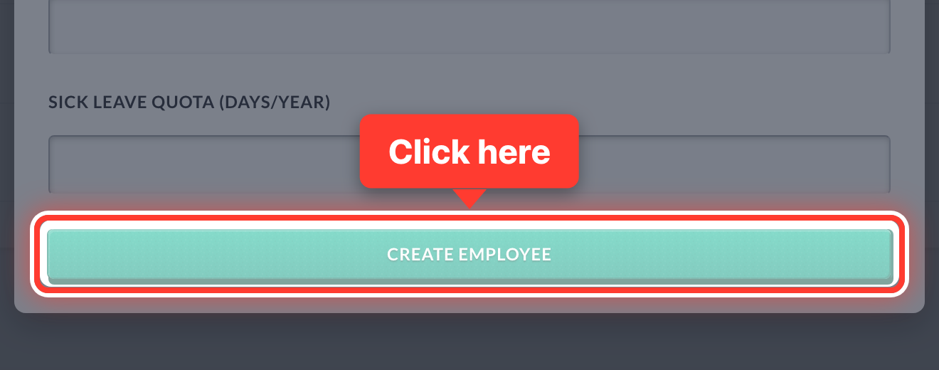 The Create Employee button, circled