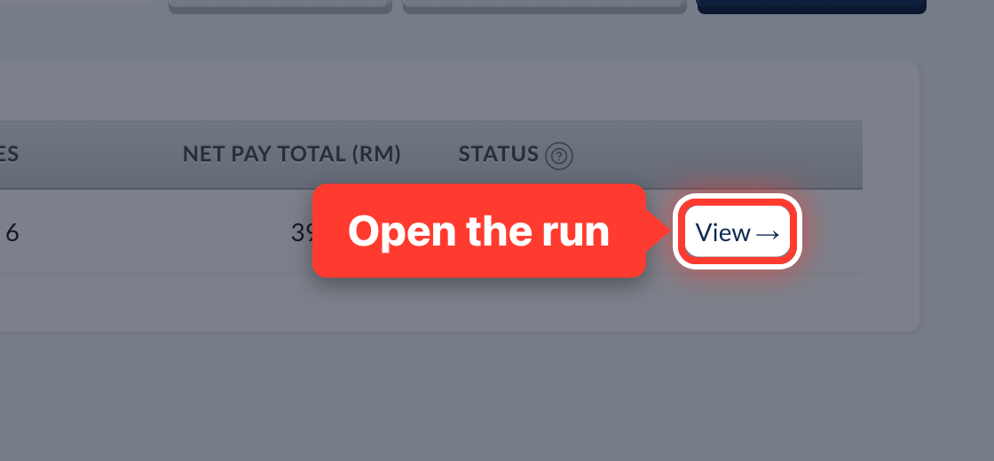 View on a payroll run, circled