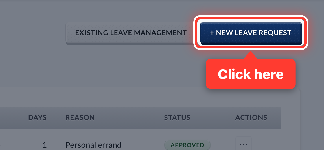 The + New Leave Request button, circled